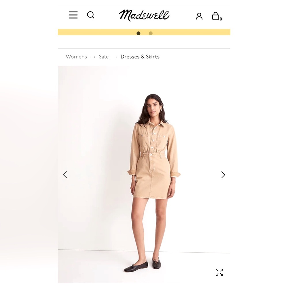 Madewell Denim Carpenter Mini Dress NWT in light chestnut wash, size 12.